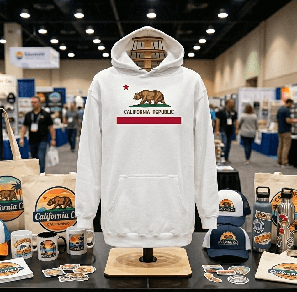 Tabletop Nomad mannequin at a trade show vendor booth, first-time exhibitor setup