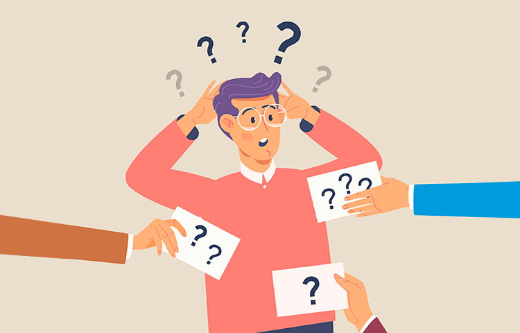 Person confused by too many options